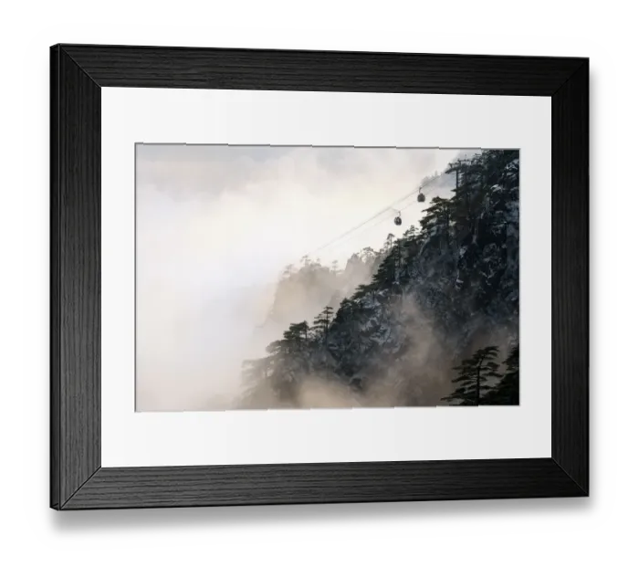 Framed Print : Cable car on Huangshan mountain in foggy day Framed Print : Cable car on Huangshan mountain in foggy day