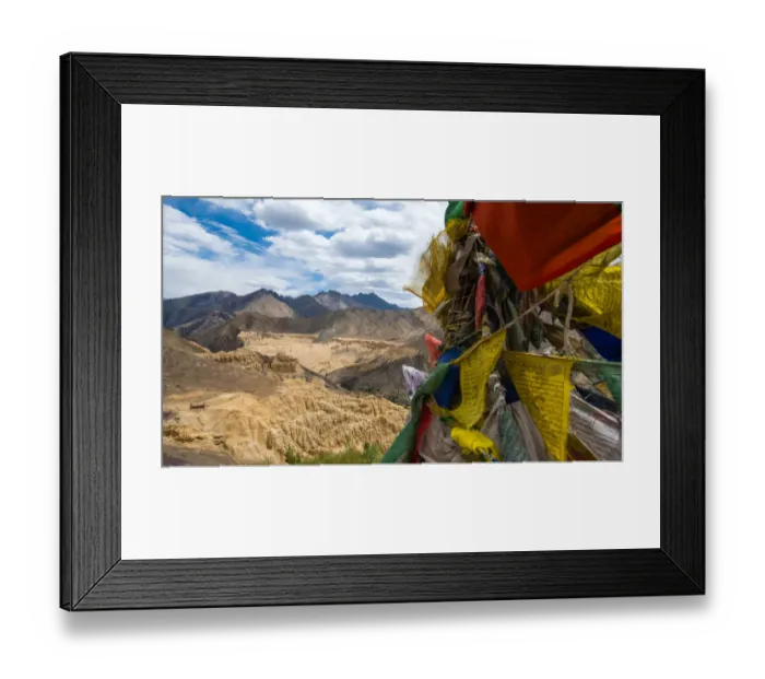 Framed Print : Landscape and buddhist prayer flags in Ladakh Framed Print : Landscape and buddhist prayer flags in Ladakh