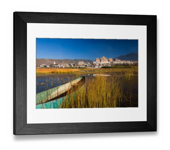 Framed Print : Songzanlin Monastery and calm lake