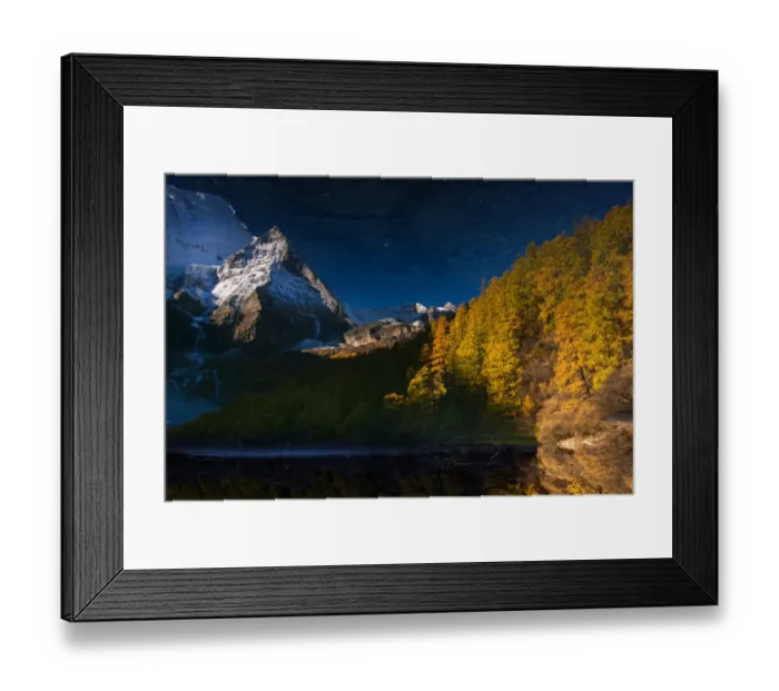Framed Print : The reflection of snow mountain peak in Yading Framed Print : The reflection of snow mountain peak in Yading