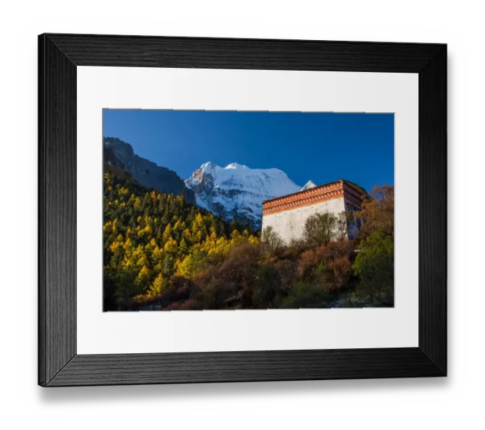 Framed Print : The Tibetan Monastery in Yading Nature Reserver