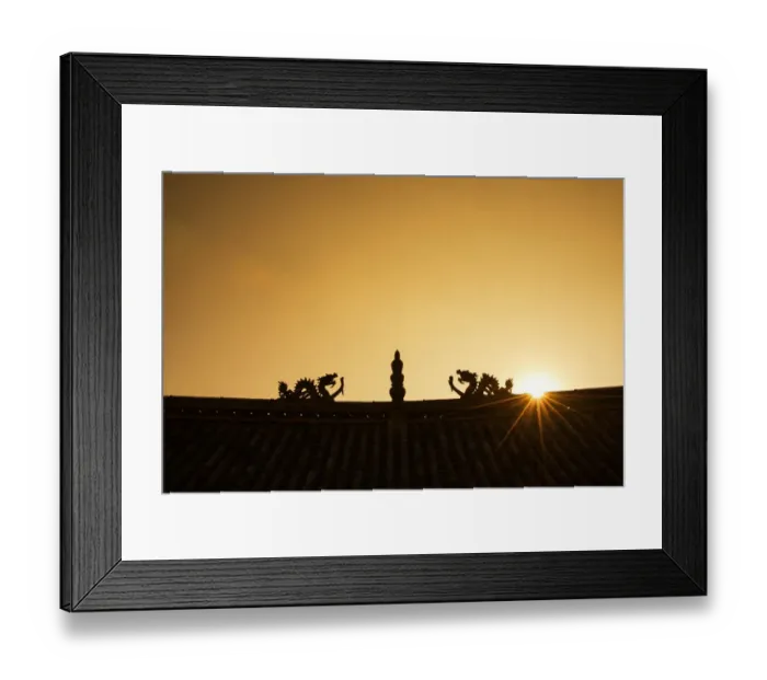 Framed Print : A couple of dragon statue on the roof Framed Print : A couple of dragon statue on the roof