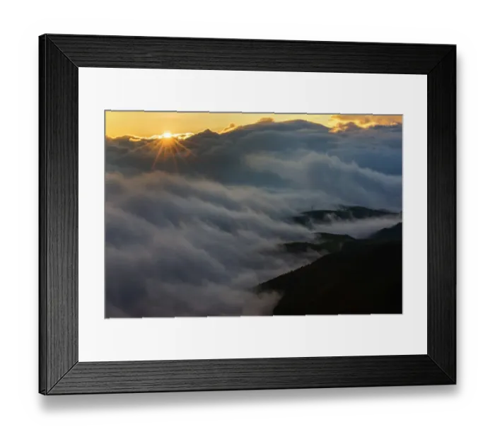 Framed Print : Sunrise on a foggy morning Framed Print : Sunrise on a foggy morning