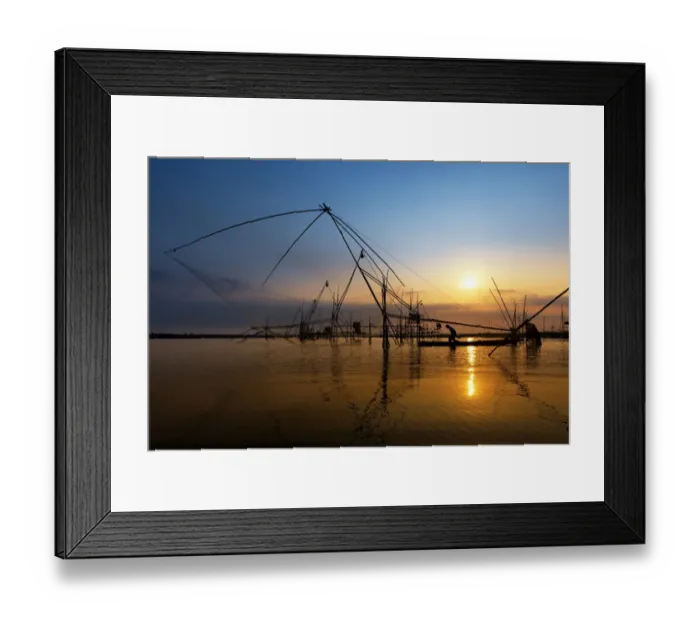 Framed Print : The traditional fishing in Huai Luang Reservoir