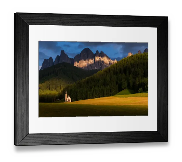 Framed Print : Church of Funes Village (Dolomites) Framed Print : Church of Funes Village (Dolomites)