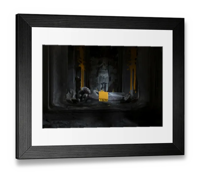 Framed Print : Old recycling buddha statue in Angkor Wat