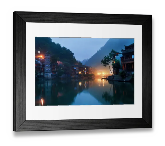 Framed Print : Fenghuang ancient city in Hunan China at night Framed Print : Fenghuang ancient city in Hunan China at night
