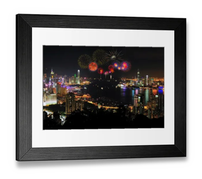Framed Print : Hong kong city with firework Framed Print : Hong kong city with firework