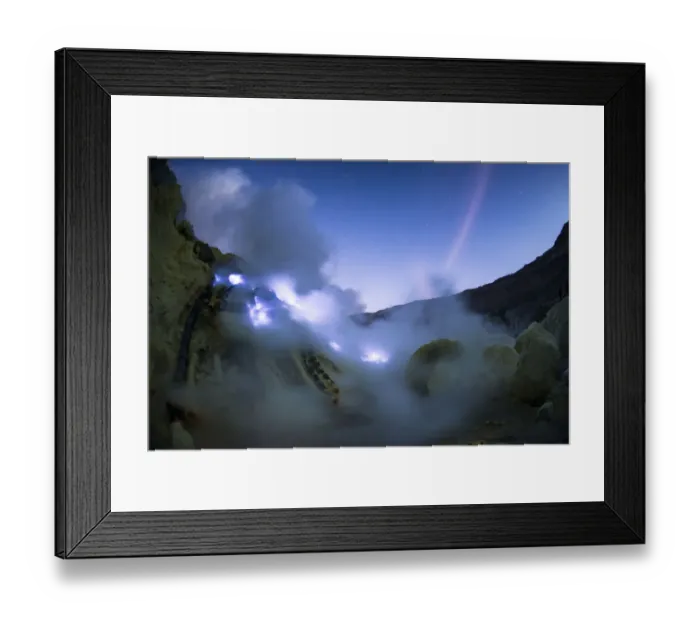 Framed Print : Blue flame at Kawah Ijen Framed Print : Blue flame at Kawah Ijen
