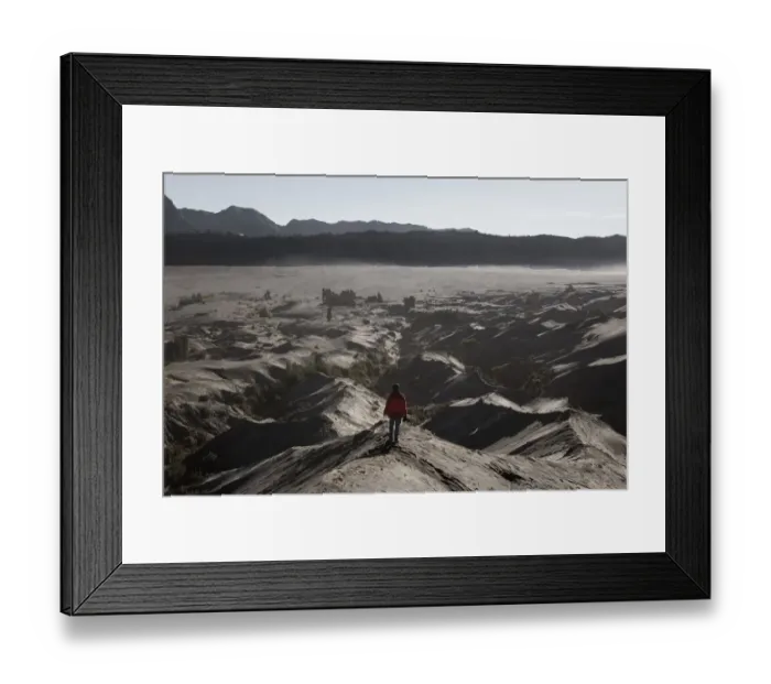 Framed Print : One man and sand dune at mount Bromo