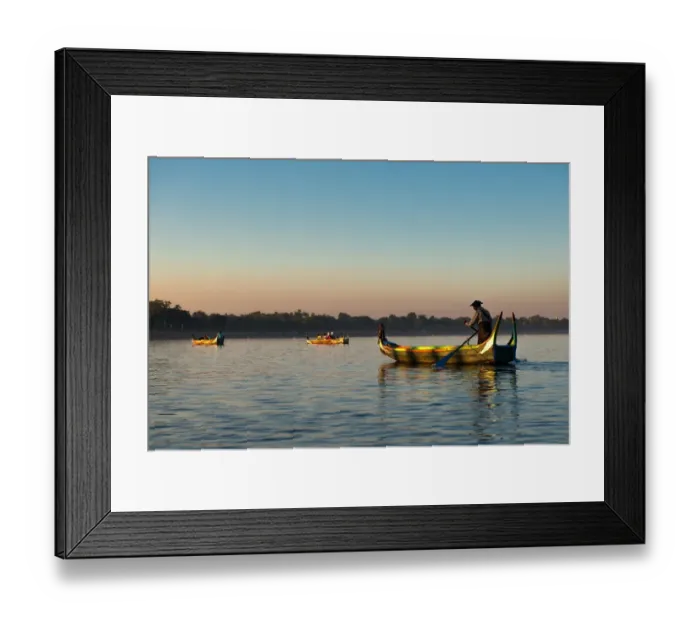 Framed Print : Local tourist boats are near U-Bein bridge Framed Print : Local tourist boats are near U-Bein bridge