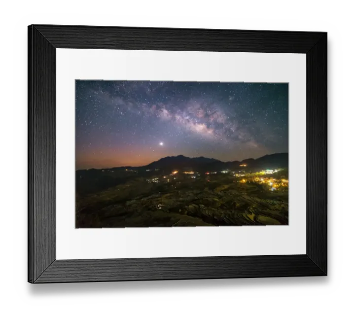 Framed Print : The milky way over Duoyishu area (Yuanyang)