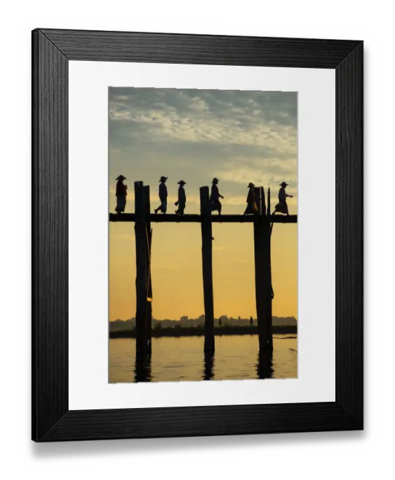 Framed Print : Myanmar life on U Bein bridge Framed Print : Myanmar life on U Bein bridge