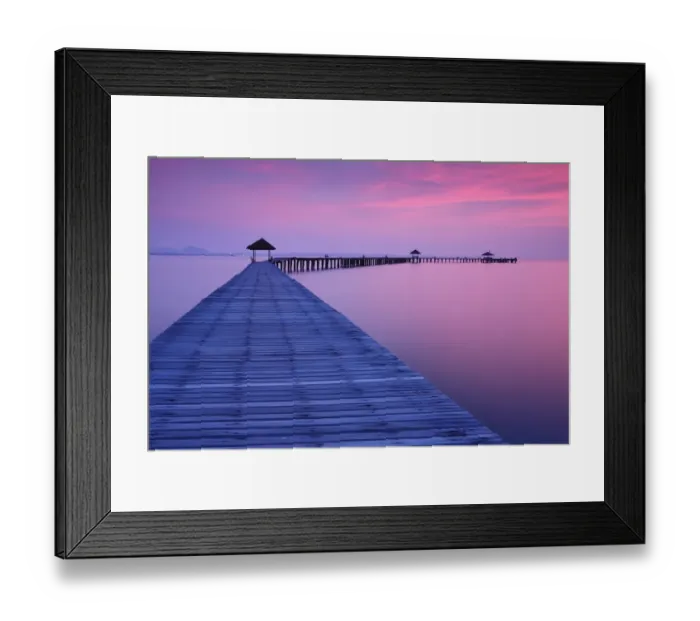 Framed Print : Long wooden bridge and sweet seascape Framed Print : Long wooden bridge and sweet seascape