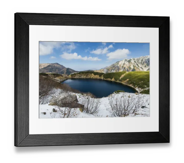 Framed Print : Snow mountain and blue lake Framed Print : Snow mountain and blue lake