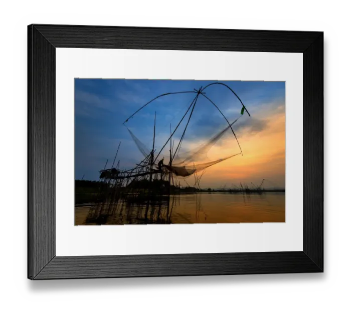 Framed Print : Thai traditional fishing