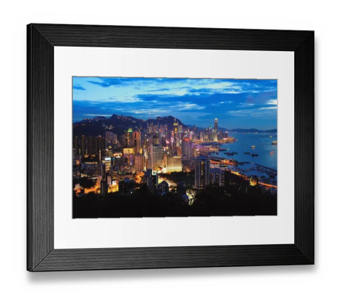 Framed Print : Hong Kong. Cityscape view of Hong Kong with Victoria bay Framed Print : Hong Kong. Cityscape view of Hong Kong with Victoria bay