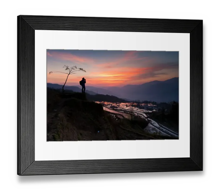 Framed Print : Sunset. Longshuba village in Yuanyang Framed Print : Sunset. Longshuba village in Yuanyang