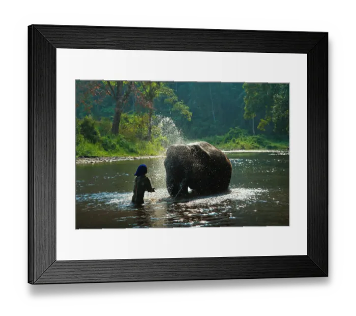 Framed Print : Man with his elephant Framed Print : Man with his elephant