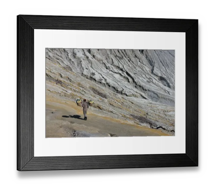 Framed Print : Worker at Kawah Ijen