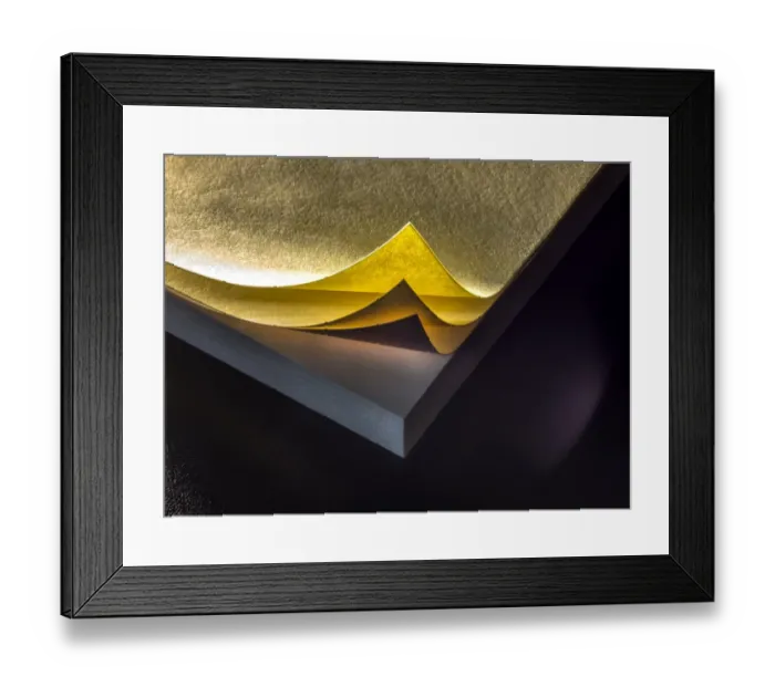 Framed Print : curled. 3 pages of a Post-It Note pad are turned up with light shining Framed Print : curled. 3 pages of a Post-It Note pad are turned up with light shining