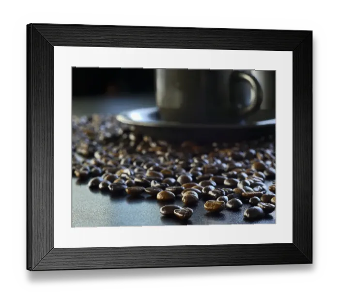 Framed Print : Coffee cup and beans Framed Print : Coffee cup and beans