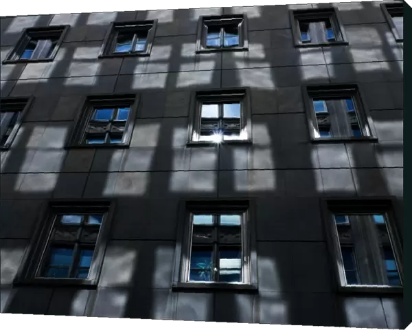 Windows. Reflection of windows facade of building full of windows