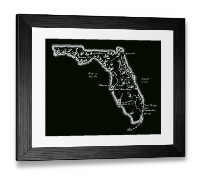 Framed Print : Antique Florida Map Framed Print : Antique Florida Map