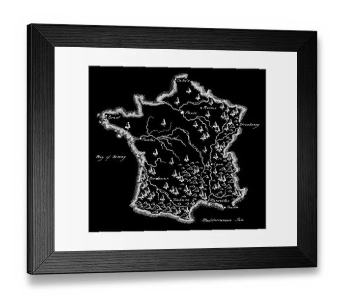 Framed Print : Antique France Map Framed Print : Antique France Map