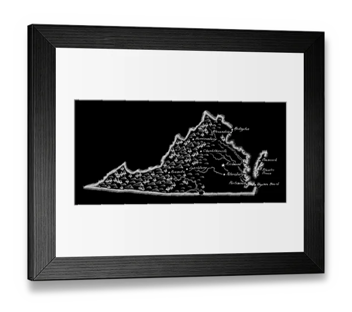 Framed Print : Antique Virginia Map Framed Print : Antique Virginia Map