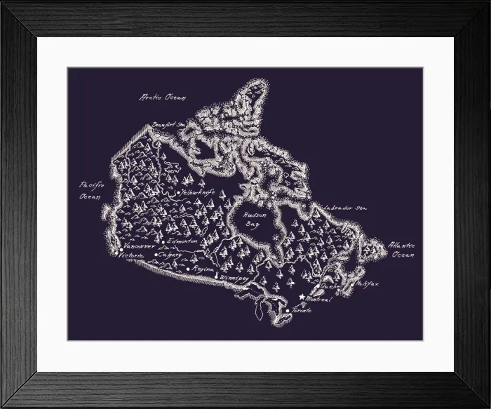 Framed Print : Antique Canada Map Framed Print : Antique Canada Map