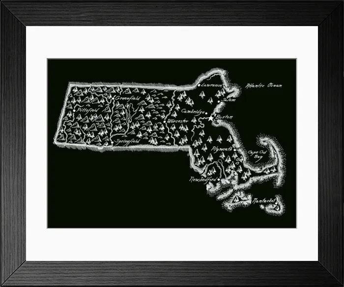 Framed Print : Antique Massachusetts Framed Print : Antique Massachusetts