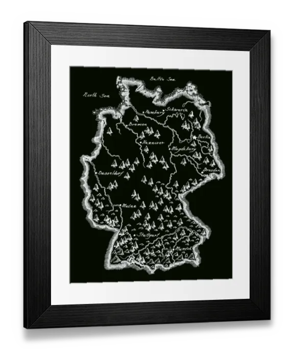 Framed Print : Antique Germany Map Framed Print : Antique Germany Map