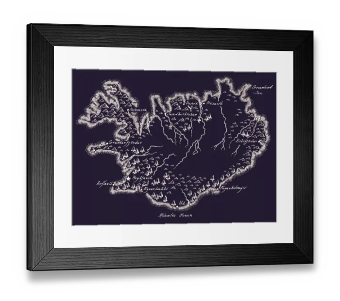 Framed Print : Antique Iceland Map Framed Print : Antique Iceland Map