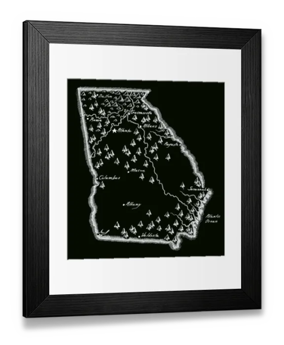 Framed Print : Antique Georgia Map Framed Print : Antique Georgia Map