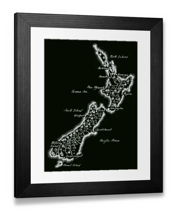 Framed Print : Antique New Zealand Framed Print : Antique New Zealand