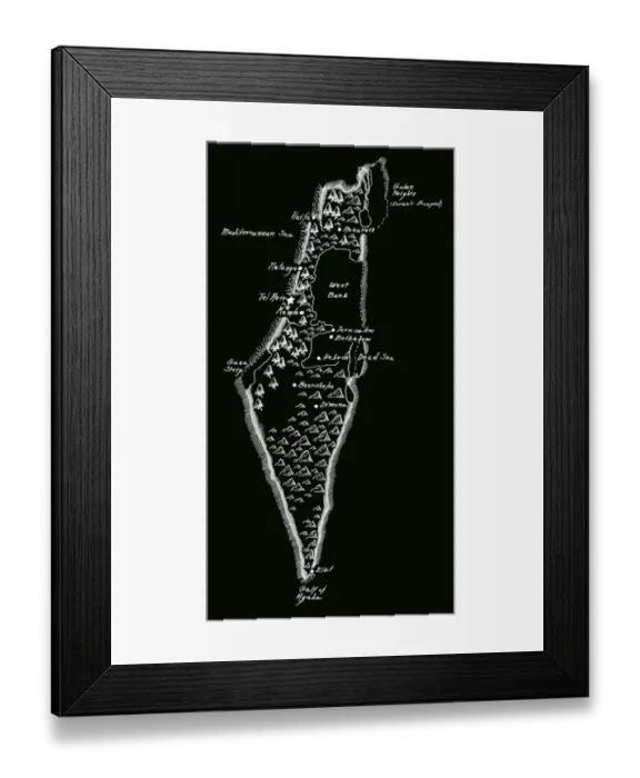 Framed Print : Antique Israel Map Framed Print : Antique Israel Map