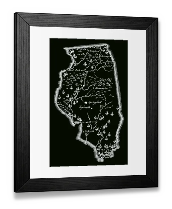 Framed Print : Antique Illinois Map Framed Print : Antique Illinois Map
