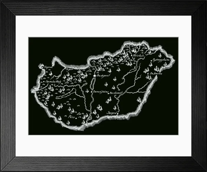 Framed Print : Antique Hungary Map Framed Print : Antique Hungary Map