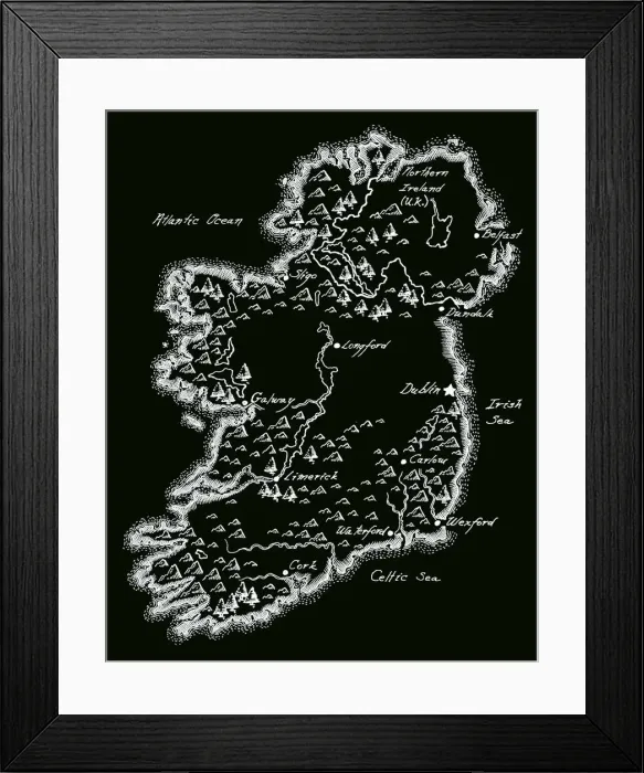 Framed Print : Antique Ireland Map Framed Print : Antique Ireland Map