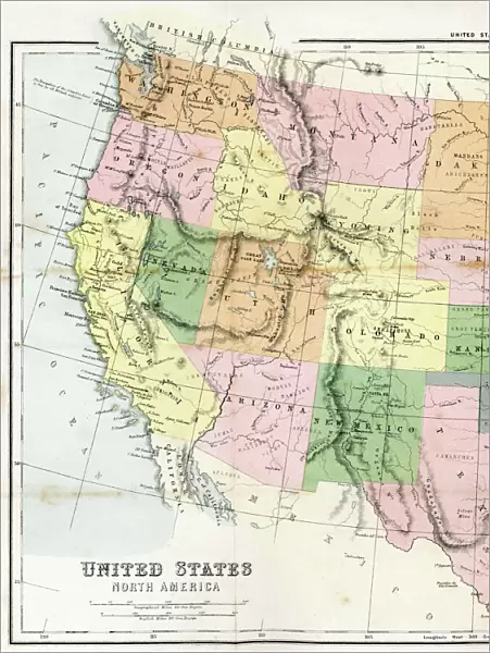 Antique Map of Western USA