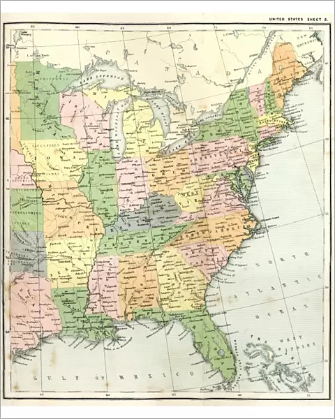 Antique Map of Eastern USA