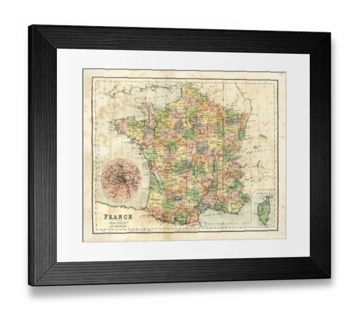 Framed Print : Antique map of France Framed Print : Antique map of France