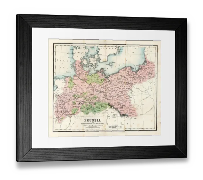 Framed Print : Antique Map - Prussia Framed Print : Antique Map - Prussia
