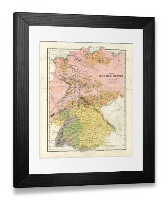 Framed Print : Antique map of Minor German States Framed Print : Antique map of Minor German States