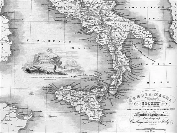 Vintage map of Magna Graecia