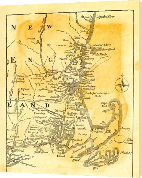 Vintage map of New England