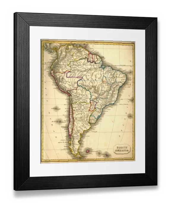 Framed Print : Antquie Map of South America Framed Print : Antquie Map of South America