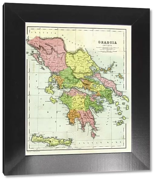 Antique map of Ancient Greece