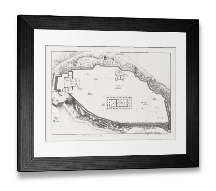Framed Print : Ground plan of the Acropolis in Athens, lithograph, published c. 1830